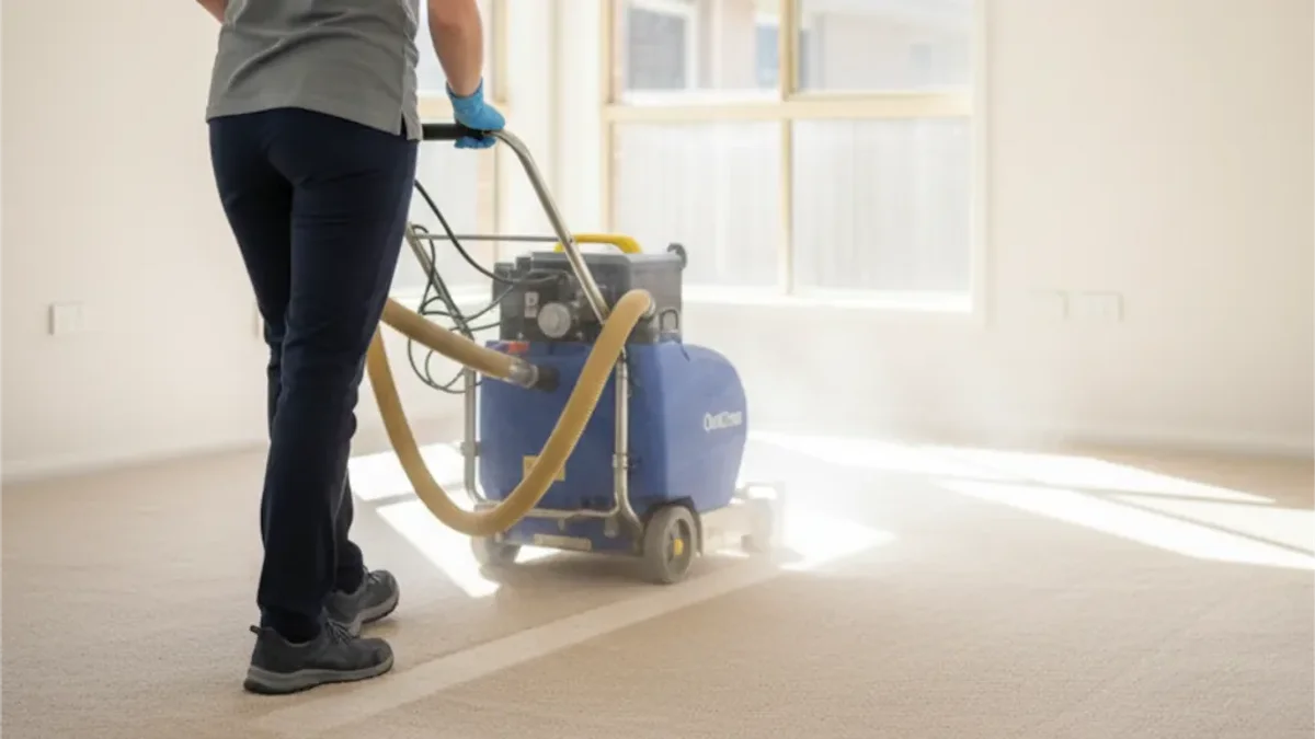 Professional carpet steam cleaning in empty rental property